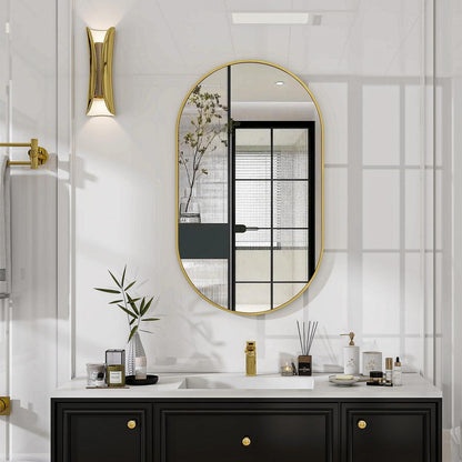 Ovaler Wandspiegel 43x76cm – Gehärtetes Glas, Gold