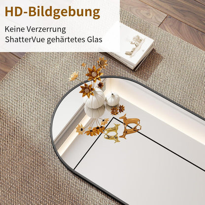 Ovaler Wandspiegel 43x76cm – Gehärtetes Glas, Schwarz