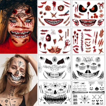 Halloween Narben Skelett Gesicht Tattoo Set 8 Stück