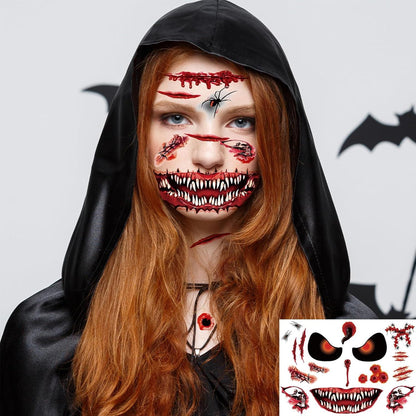 Halloween Narben Skelett Gesicht Tattoo Set 8 Stück