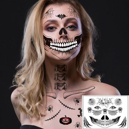 Halloween Narben Tattoo Set - Gesicht Skelett Wunden Make Up Kit