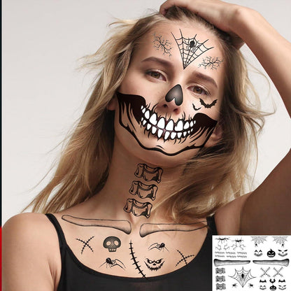 Narben Halloween Tattoo Gesicht Skelett Wunden Mund Makeup Karneval【8