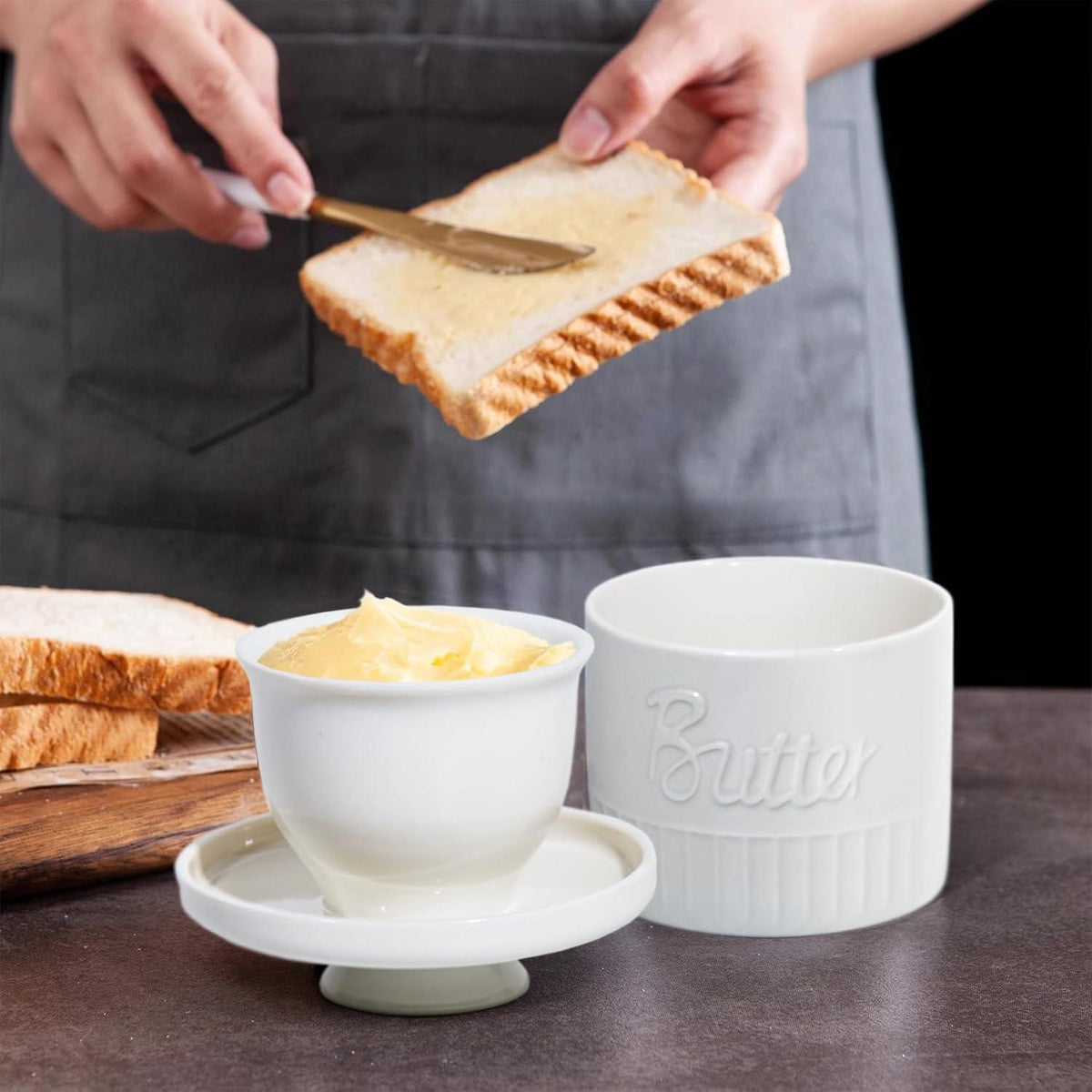 Französische Butterdose Porzellan Vintage Stil für streichfähige