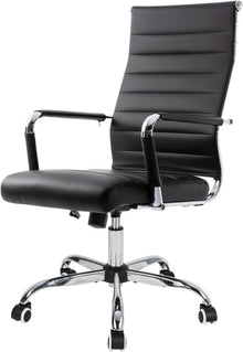 Bürostuhl Ergonomisch mit Wippfunktion Schwarz Leder Bürostuhl
