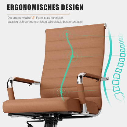 Bürostuhl Ergonomisch Wippfunktion höhenverstellbar belastbar bis 150 kg Braun