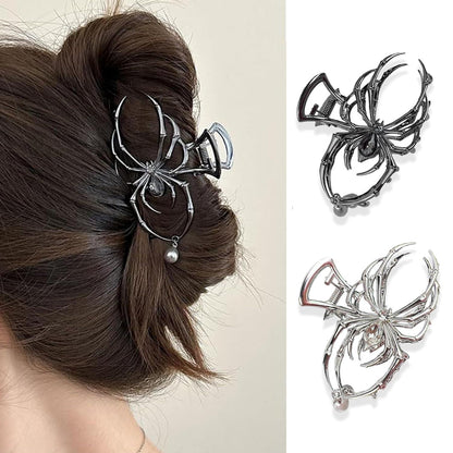 2er Set Spinnen Haarklammern Metall Silber Gothic Punk Y2K Stil