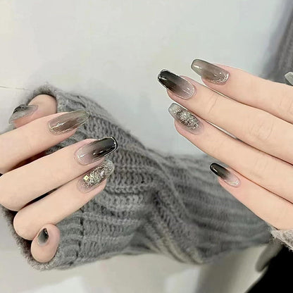 24 Stück Mittel Künstliche Nägel Press on Nails mit Nagelkleber