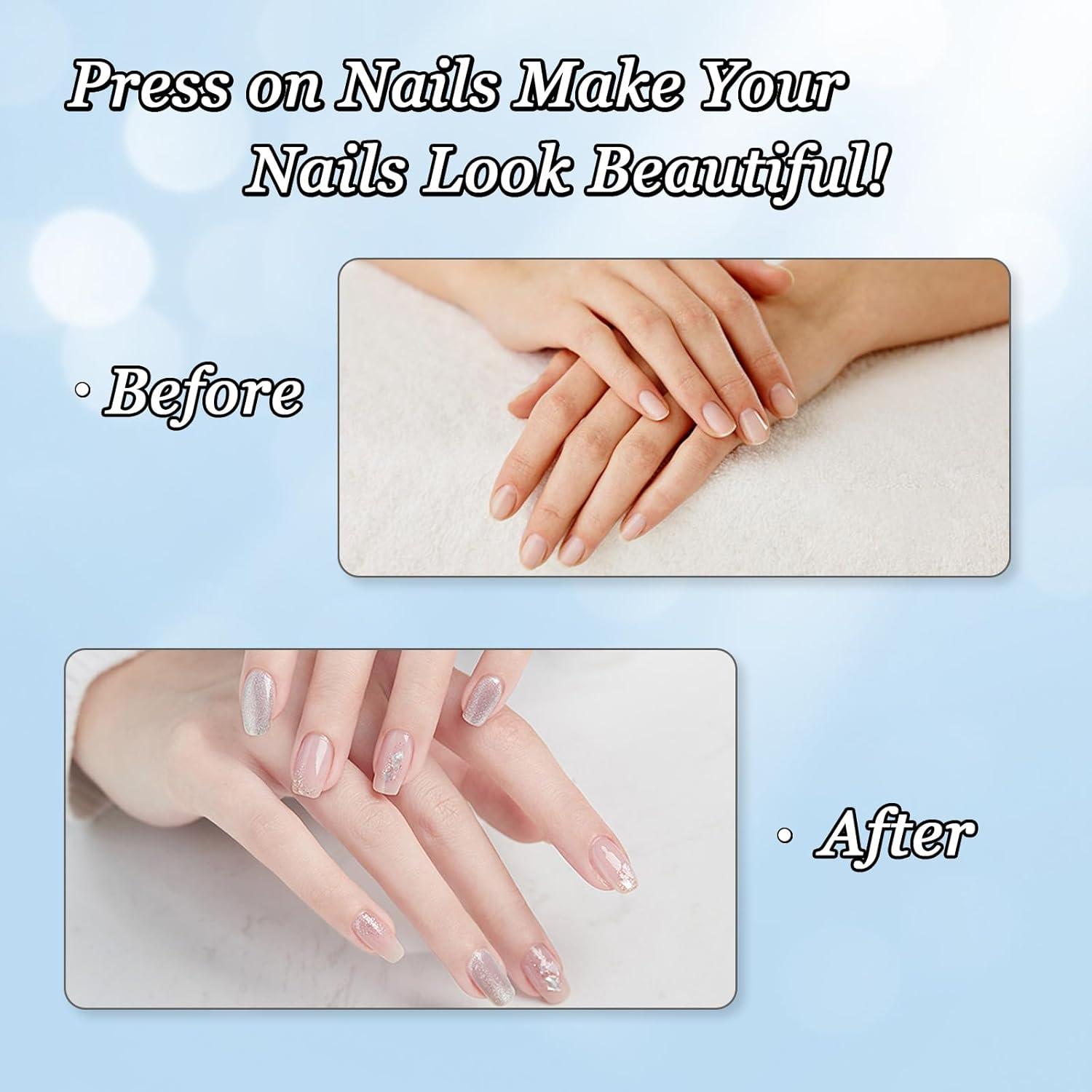 24 Stück Mittel Künstliche Nägel Press on Nails mit Nagelkleber