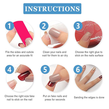 24 Stück Mittel Nägel Aufkleben Französisch Ballerina Press on Nails