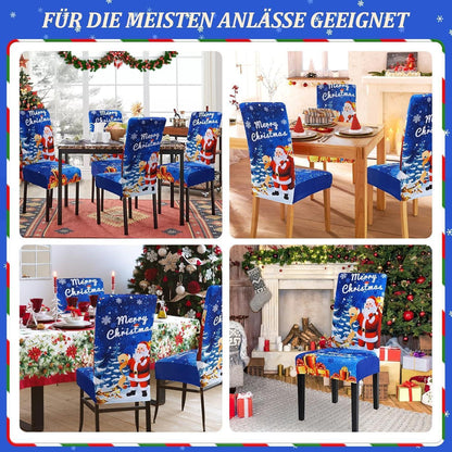 Stretch Stuhlhussen 6er Set | Weihnachten | Blau | Esszimmer & Party