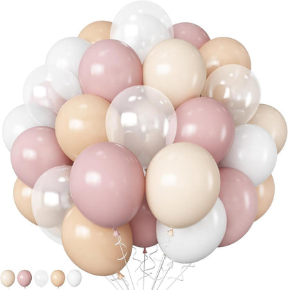 Boho Party Luftballons Set Apricot Beige Rosa Weiß 60 Stk 12 Zoll