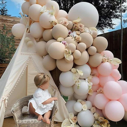 Retro Rosa Beige Weiß Luftballons 60 Stück 12 Zoll Boho Mädchen Party Deko