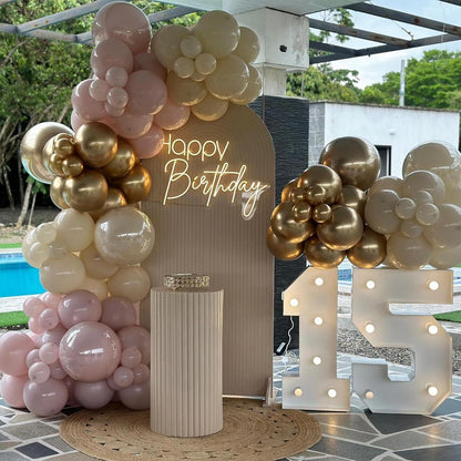 60x 12 Zoll Beige Rosa Party Luftballons Boho Mädchen Deko