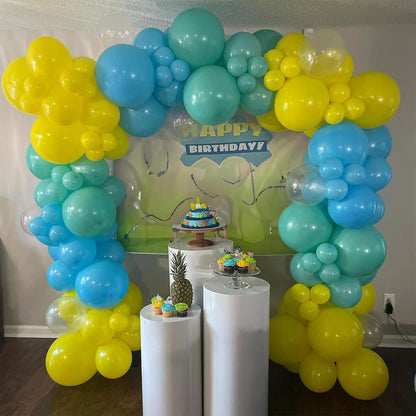 Luftballons 12 Zoll Blau Gelb Transparent für Ocean Party Deko