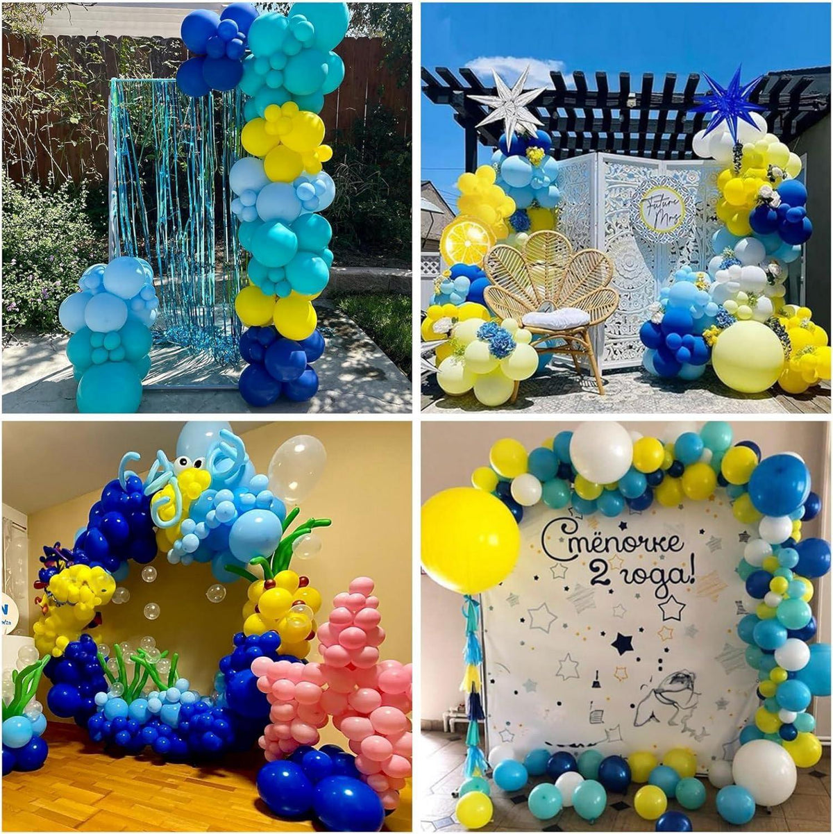 Türkis Blau Gelb 12 Zoll Luftballons Party Deko 60 Stück