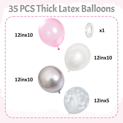 Luftballons Rosa Weiß Silber Schneeflocken Ballons Winter