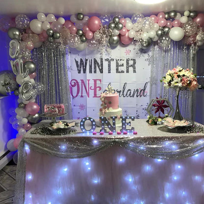 Winterwunderland Luftballons Rosa Silber Weiß Schneeflocken 35er