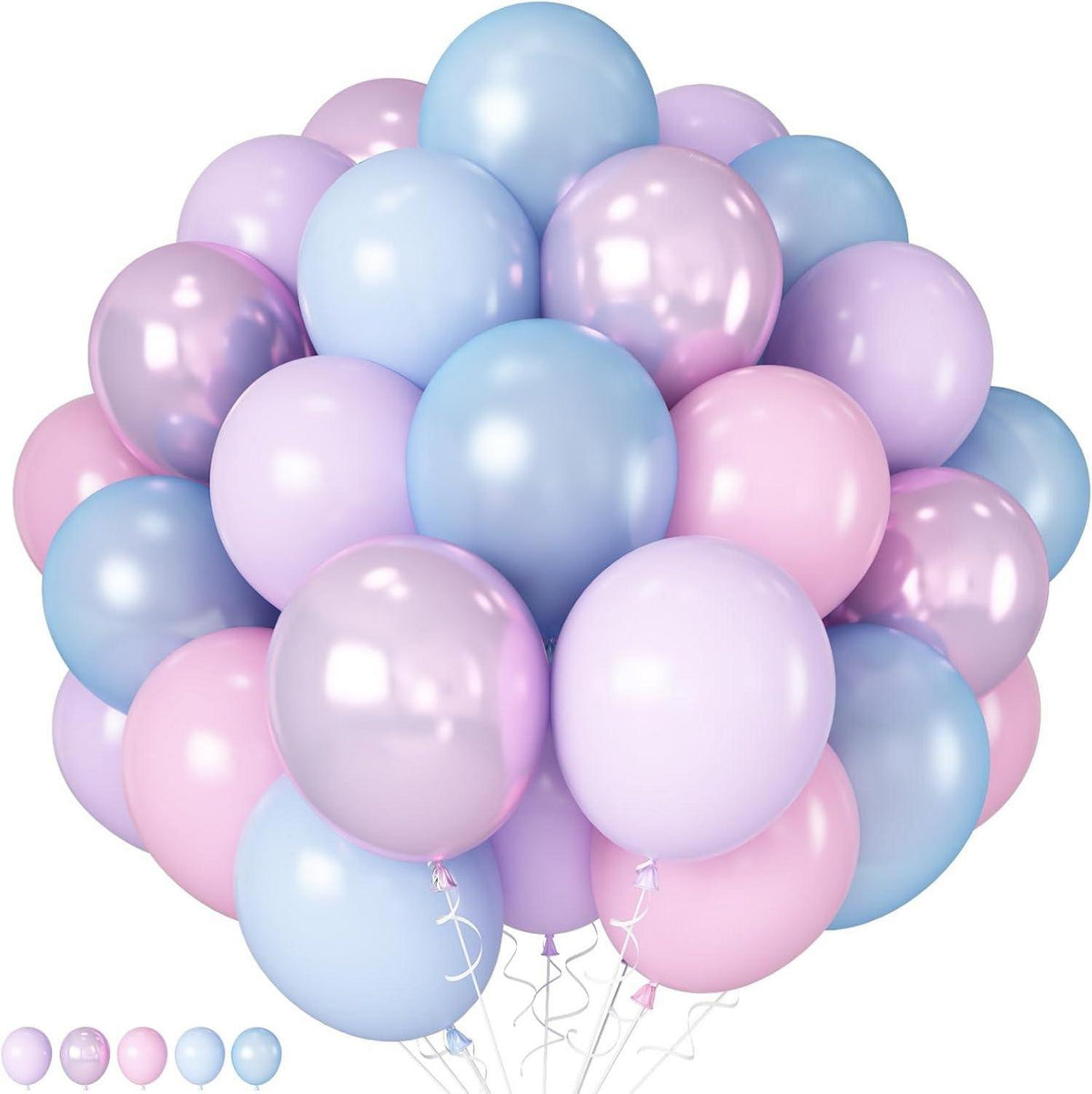 60 Stück 12 Zoll Rosa Blau Lila Luftballons Set