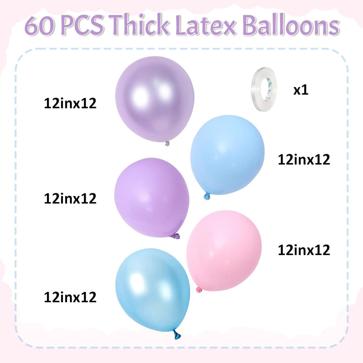 HILAVO Rosa Blau Lila Luftballons 60er Set 12 Zoll