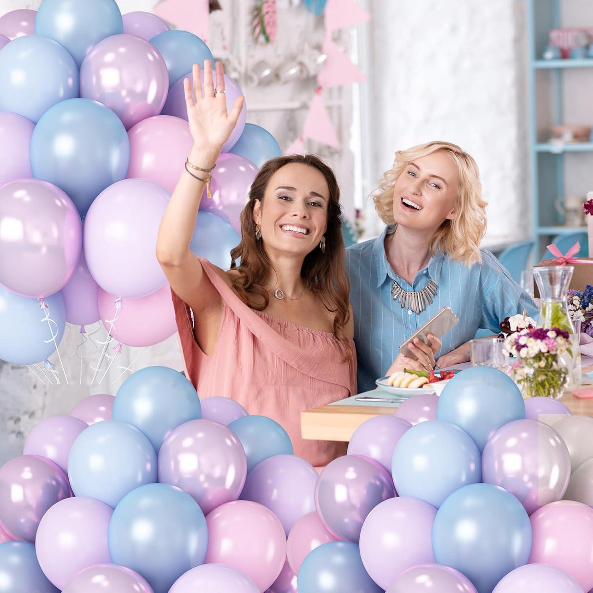 Rosa Blau Lila Luftballons 60 Stück 12 Zoll - Party Deko Mädchen Meerjungfrau