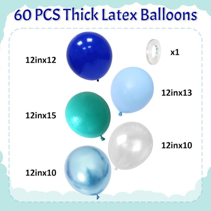 HILAVO Blaue Luftballons Set 12 Zoll für Unterwasser Baby