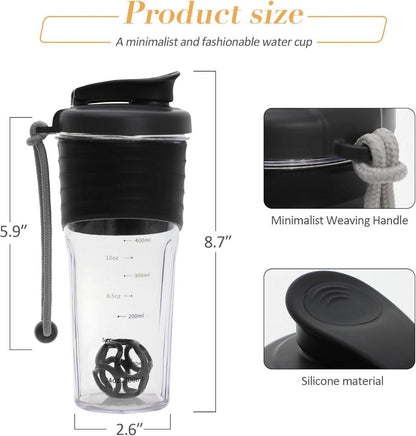 Premium Protein Shaker 700ml Schwarz - Leicht zu Reinigen, Auslaufsicher, Effektive Proteinmischung