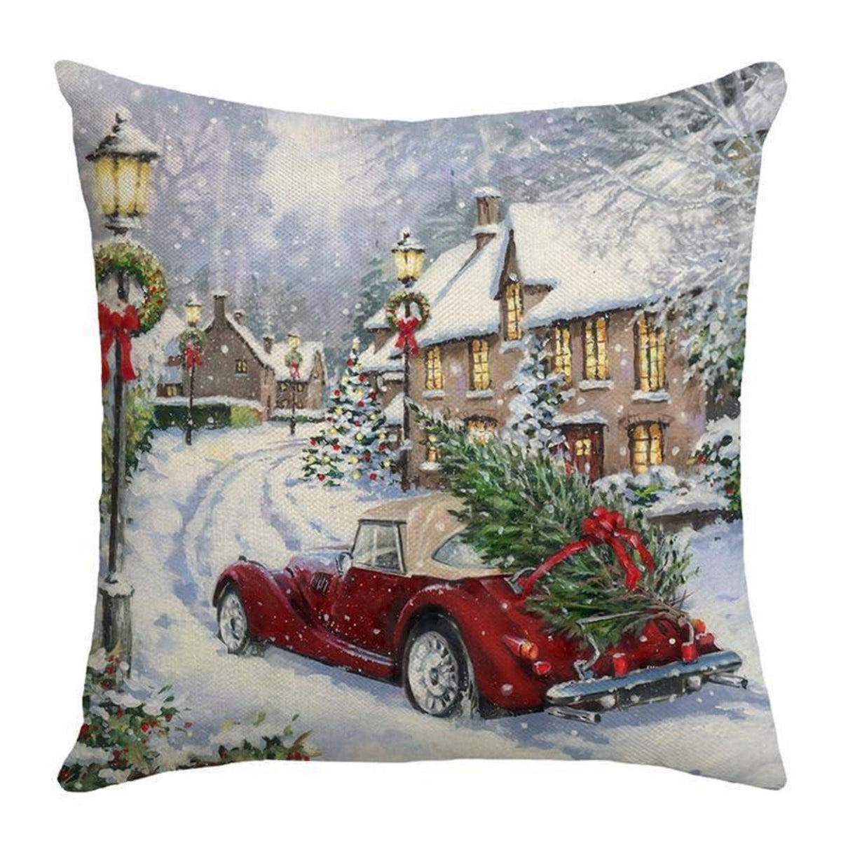4 Weihnachtskissenbezüge 45x45cm Leinen Winterdeko