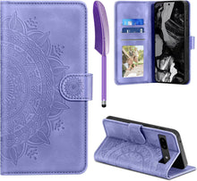 Google Pixel 8A Lederhülle Wallet Case mit Standfunktion - Lila