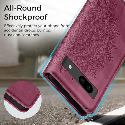 Lederhülle Google Pixel 8A Case Flip Wallet PU Weinrot