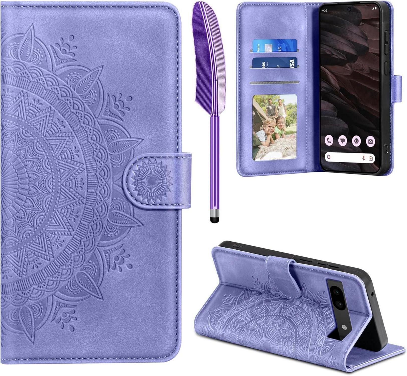 Google Pixel 7A Lederhülle Flip Wallet PU Case Lila