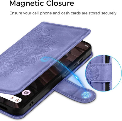 Google Pixel 7A Lederhülle Wallet Standfunktion Kartenfach Lila