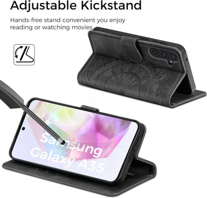 Samsung Galaxy A35 5G Flip Wallet Lederhülle Schwarz