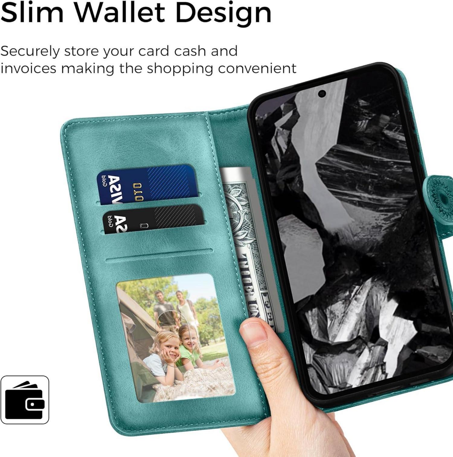 Lederhülle Google Pixel 8A Flip Wallet Schutzhülle Grün