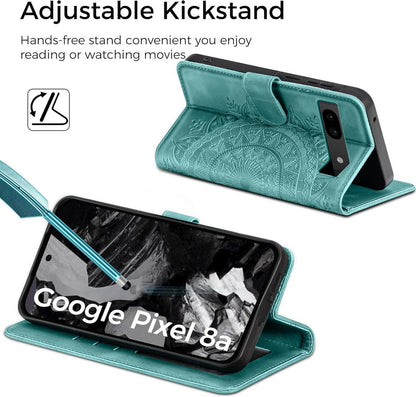 Google Pixel 8A Lederhülle Flip Wallet PU Case Klapphülle Green