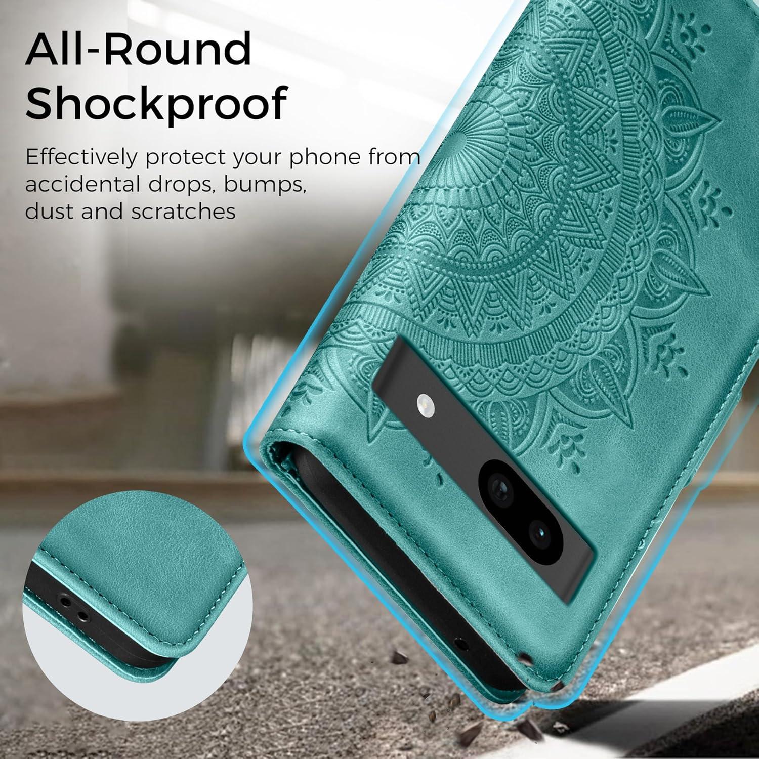 Lederhülle Google Pixel 8A Handyhülle Flip Wallet PU Case Grün