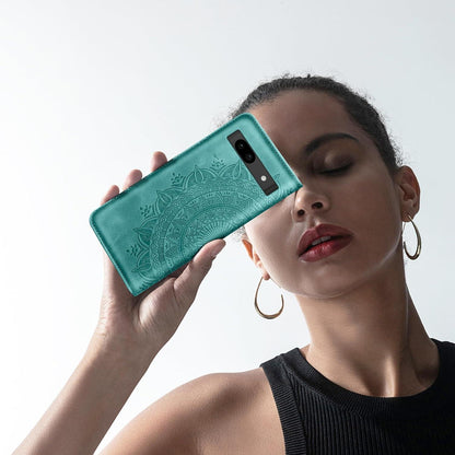 Google Pixel 8A Lederhülle Flip Wallet Case Standfunktion Grün