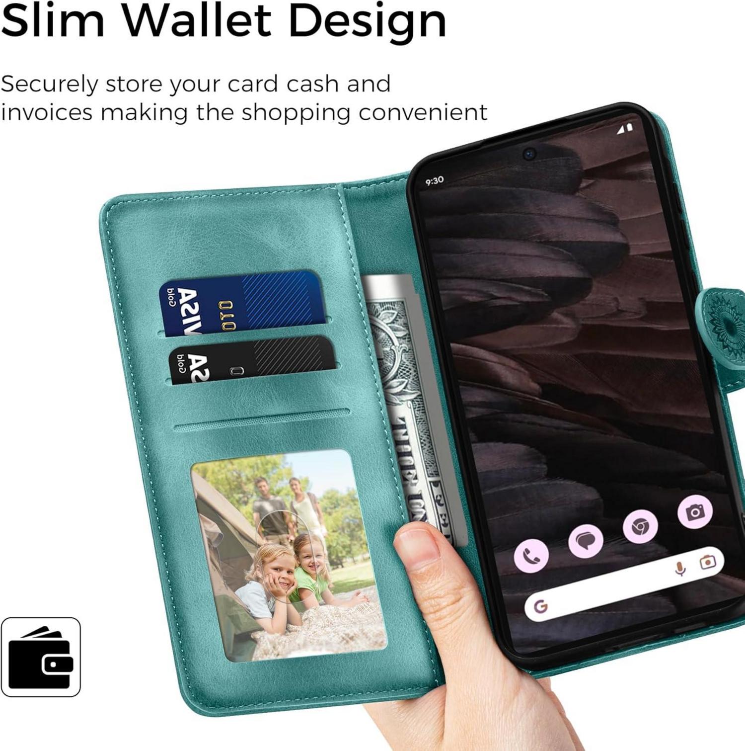 EASDNB Google Pixel 7A Lederhülle Wallet Case Grün