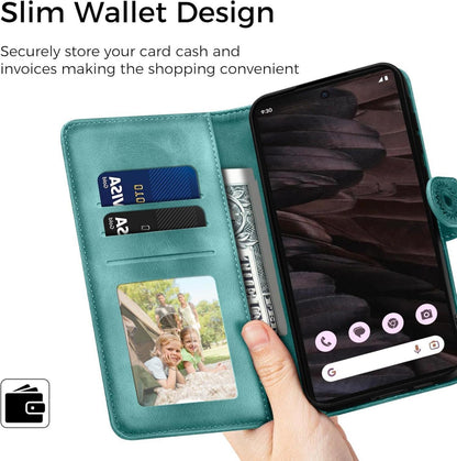EASDNB Google Pixel 7A Lederhülle Wallet Case Grün