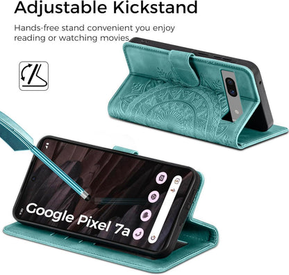 Lederhülle Pixel 7A Flip Wallet Case Magnet Standfunktion Grün
