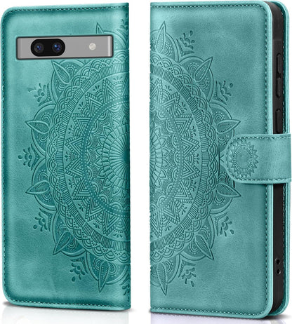 Google Pixel 7A Lederhülle Wallet Case Schutzhülle Grün
