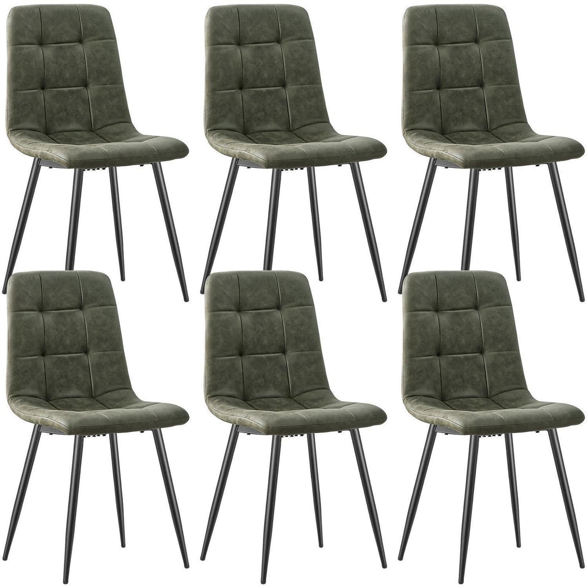 LEWE Esszimmerstühle 6er Set, Gepolsterte Küchenstühle Grün