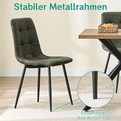 LEWE Esszimmerstühle 6er Set, Gepolsterte Küchenstühle Grün