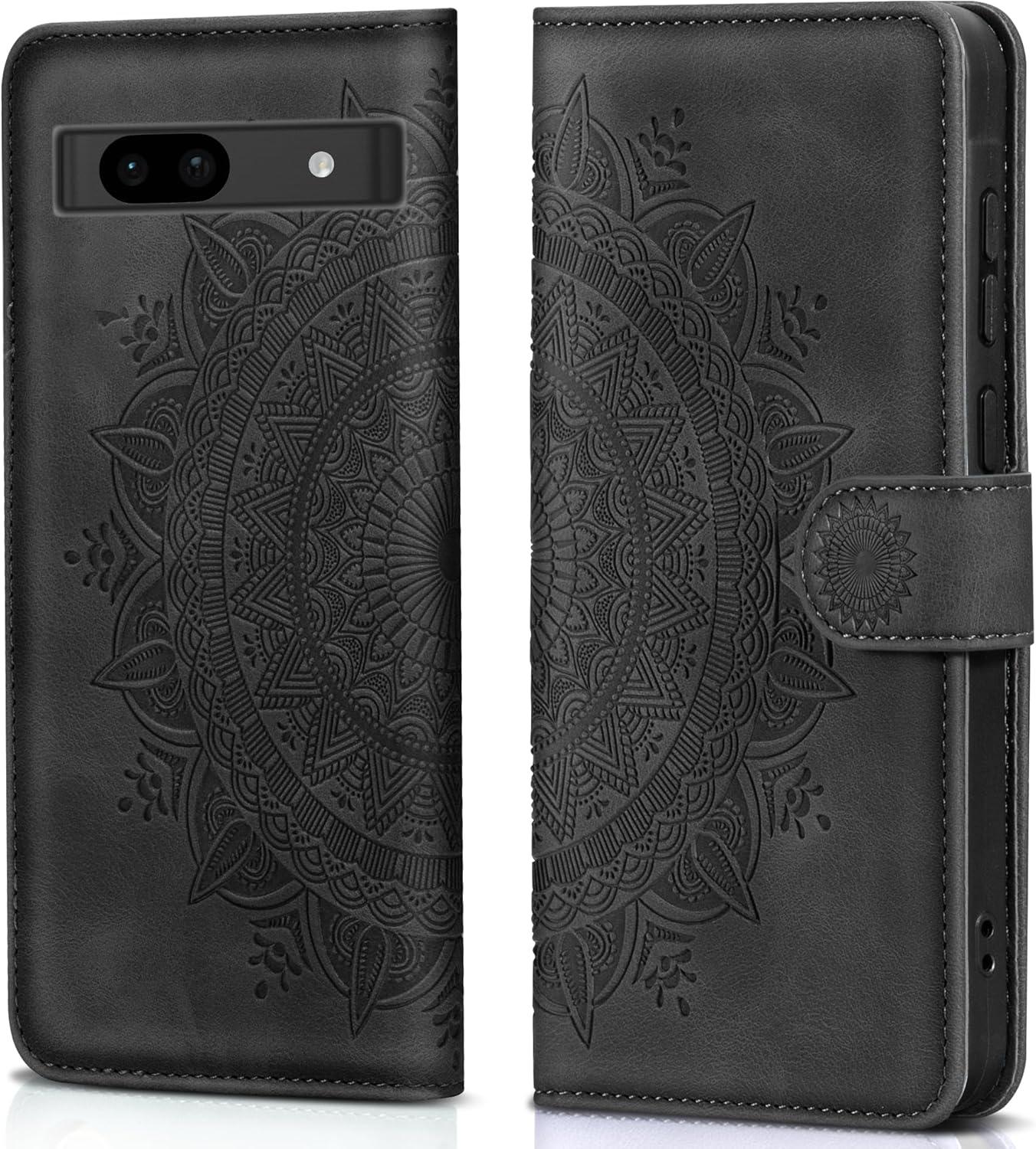 Lederhülle für Google Pixel 8A - Flip Wallet Case mit Standfunktion und Kartenfach