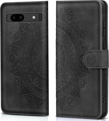 Lederhülle für Google Pixel 8A - Flip Wallet Case mit Standfunktion und Kartenfach