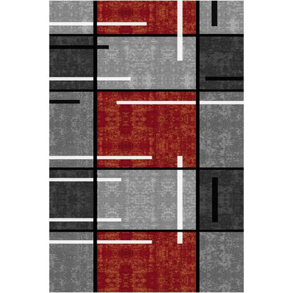 Rutschfester Teppichläufer 80x120cm Modern Rot Kariert
