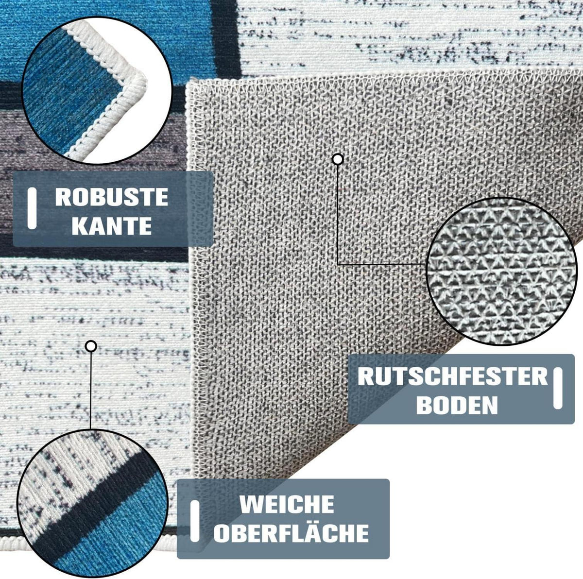 Teppichläufer Flur rutschfest 60x200 cm modern küchentauglich
