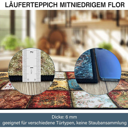 Rutschfester Teppichläufer Flur 60x250 cm Modern Waschbar