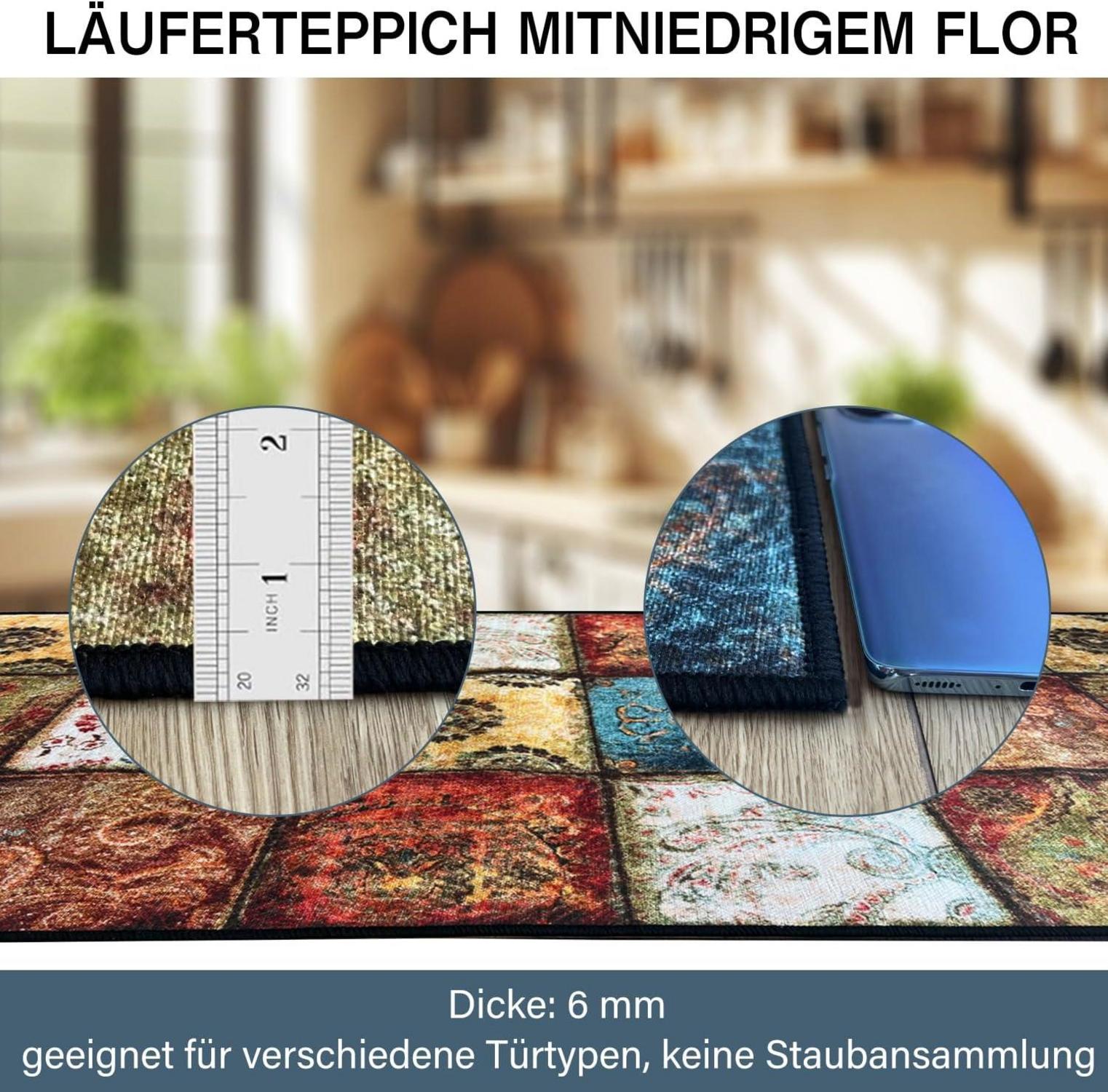 Teppich Läufer 60x250cm Flur Küche Waschbar rutschfest Böhmen