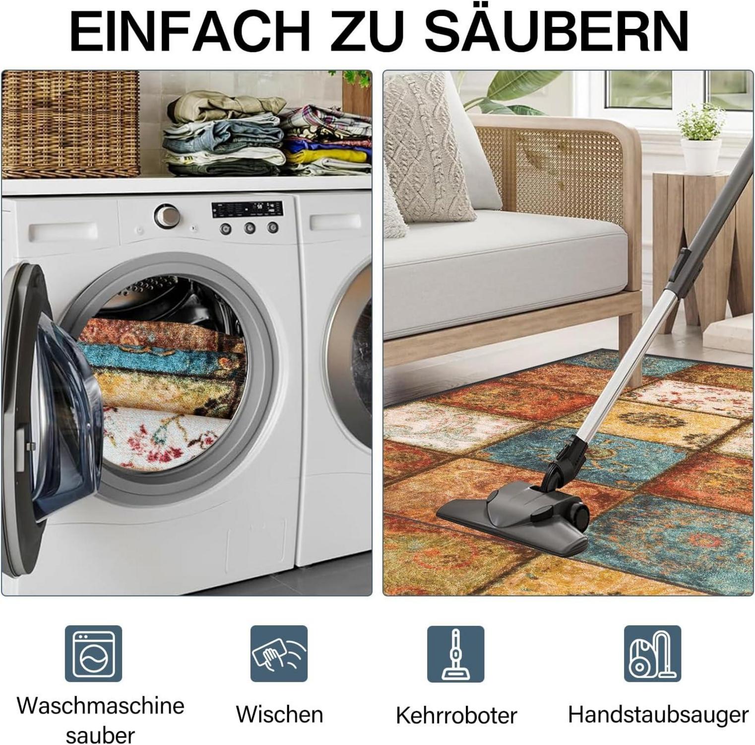 Teppich Läufer Flur rutschfest 60x250 cm modern waschbar Böhmen