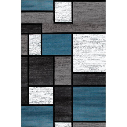 Rutschfester Teppichläufer 80x120cm Blau Kariert - Waschbar